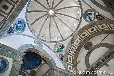 Ceiling of Pazzi Chapel by Filippo Brunelleschi Basilica Santa Editorial Stock Photo